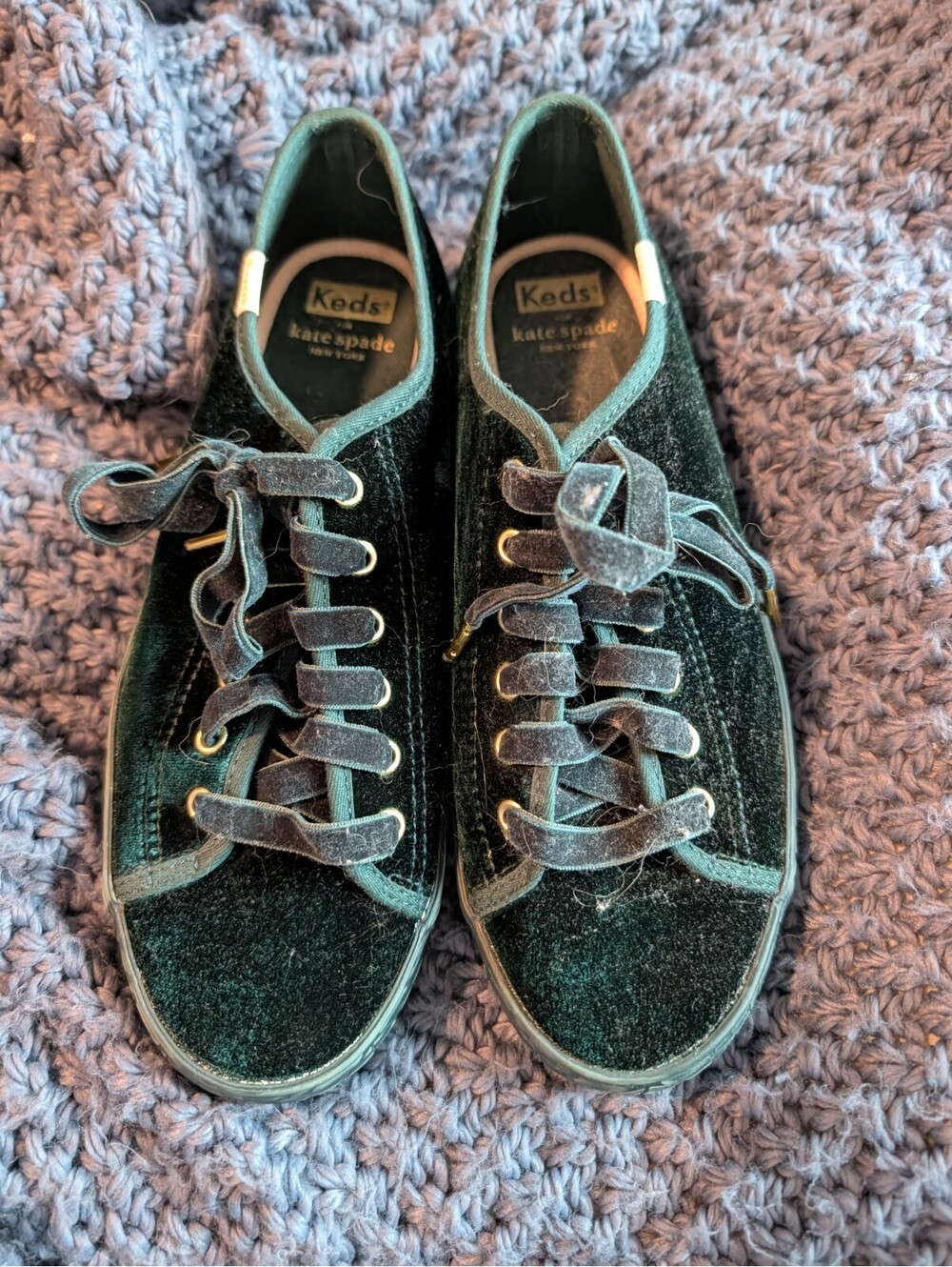 Keds for Kate Spade New York Emerald Green Velvet Sneakers Size 8